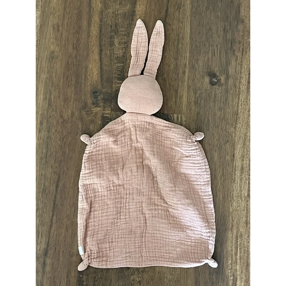 Mikito Bunny Rabbit Muslin Knotted Lovey Security Blanket Rose Heart Nose